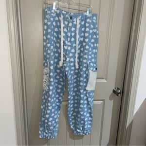 ❤️‍🔥FINAL PRICE❤️‍🔥POL Blue Heart Print Joggers